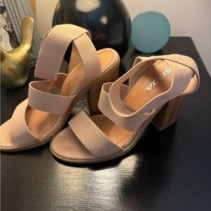 Sandal Heels Block Elastic